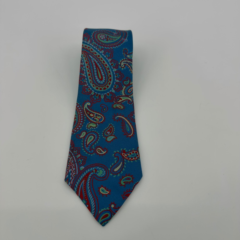 Polo Ralph Lauren Silk Paisley Tie Blue Red Green Made in USA RN 41381 Vintage